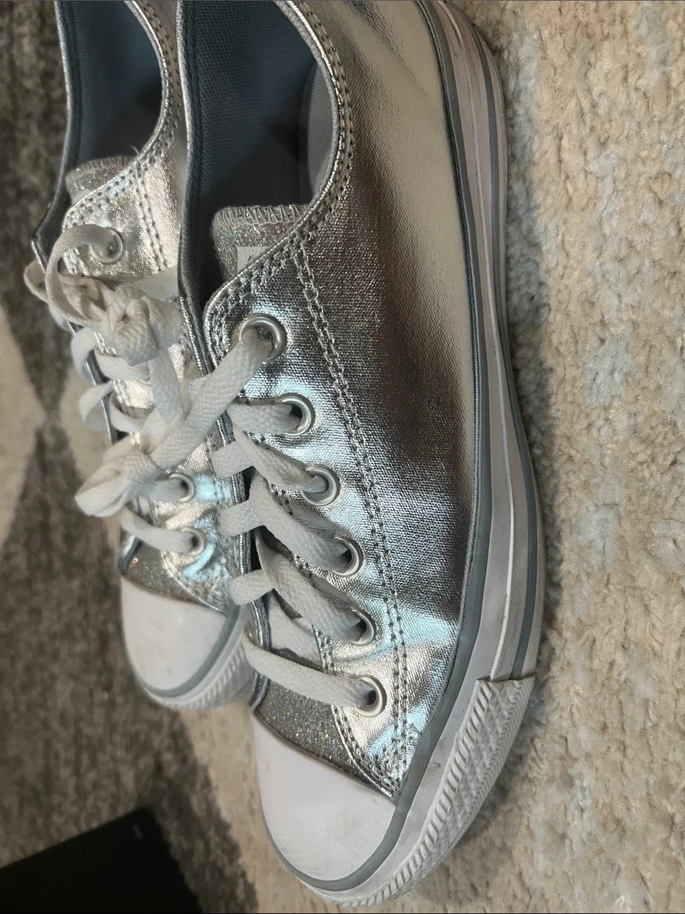 Converse Metallic Silver Low Top Sneakers